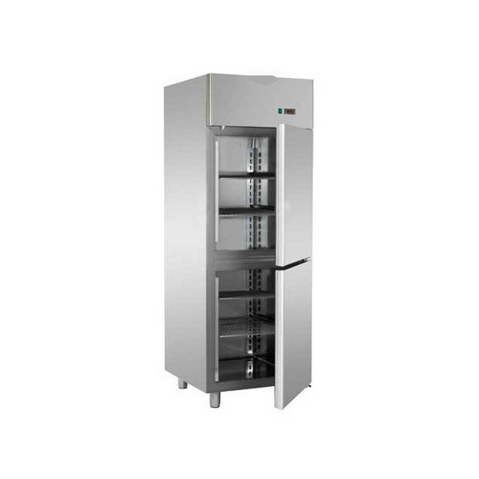 ARMADIO REFRIGERATO MONOBLOCCO IN ACCIAIO INOX CON 2 SPORTELLI PER TEGLIE 60x40 cm - Temperatura -18 / -22 C
