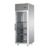 ARMADIO REFRIGERATO MONOBLOCCO IN ACCIAIO INOX CON PORTA IN VETRO E LUCE NEON INTERNA PER TEGLIE 60x40 cm - Temperatura -18 / -2