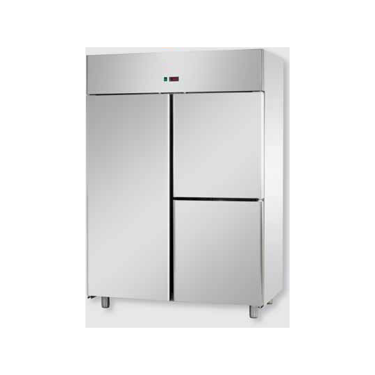 ARMADIO REFRIGERATO GN 2/1 MONOBLOCCO IN ACCIAIO INOX CON 1 PORTA E 2 SPORTELLI - Temperatura 0 / 10 C