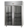 ARMADIO REFRIGERATO GN 2/1 MONOBLOCCO IN ACCIAIO INOX CON 2 PORTE IN VETRO E 1 LUCE NEON INTERNA - Temperatura 0 / 10 C