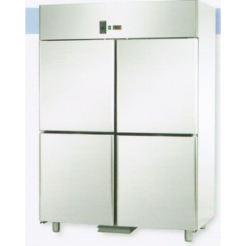 Armoire réfrigérée à poisson GN 2/1 monobloc en acier inoxydable avec 4 portes - Température -2/8 °C