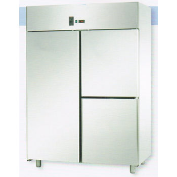 ARMOIRE RÉFRIGÉRÉE MONOBLOC EN ACIER INOXYDABLE AVEC 1 PORTE ET 2 PORTES POUR PLATEAUX 60x40 cm - Température 0 / 10 C