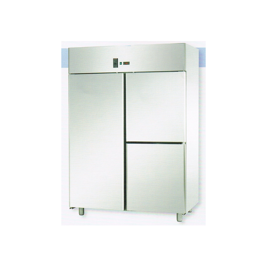 ARMOIRE RÉFRIGÉRÉE MONOBLOC EN ACIER INOXYDABLE AVEC 1 PORTE ET 2 PORTES POUR PLATEAUX 60x40 cm - Température 0 / 10 C