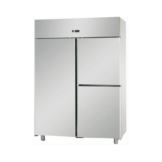 ARMOIRE RÉFRIGÉRÉE MONOBLOC EN ACIER INOXYDABLE AVEC 1 PORTE ET 2 PORTES POUR PLATEAUX 60x40 cm - Température -18 / -22 C
