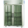 ARMADIO COMBINATO REFRIGERATO GN 2/1 IN ACCIAIO INOX A DOPPIA TEMPERATURA CON 2 PORTE IN VETRO E 2 LUCI NEON INTERNE - Temperatu