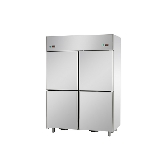ARMOIRE RÉFRIGÉRÉE EN ACIER INOXYDABLE À DOUBLE TEMPÉRATURE AVEC 4 PORTES - Températures 0/10 et -18/-22 C