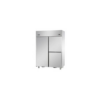 ARMOIRE RÉFRIGÉRÉE EN ACIER INOXYDABLE À DOUBLE TEMPÉRATURE AVEC 1 PORTE ET 2 PORTES - Températures 0 / 10 et -18 / -22 C