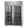 COMBINATION REFRIGERATED CABINET GN 2/1 IN DOUBLE TEMPERATURE STAINLESS STEEL WITH 2 GLASS DOORS AND 2 INTERNAL NEON LIGHTS - Te