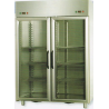 ARMADIO COMBINATO REFRIGERATO GN 2/1 IN ACCIAIO INOX A DOPPIA TEMPERATURA CON 2 PORTE IN VETRO E 2 LUCI NEON INTERNE - Temperatu