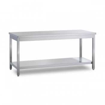 TABLE DE TRAVAIL EN ACIER INOXYDABLE AVEC ÉTAGÈRE INFÉRIEURE, PROFONDEUR 70 CM