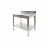 TABLE DE TRAVAIL EN ACIER INOXYDABLE AVEC ÉTAGÈRE ET ÉCRAN ARRIÈRE, PROFONDEUR 70 CM