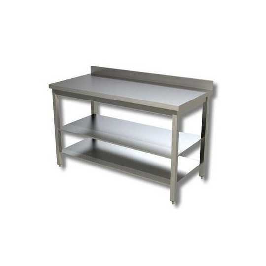 TABLE WITH TWO LOWER SHELVES DEPTH 60 CM WITH BACKPACK
