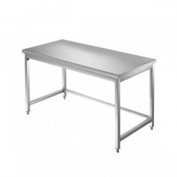 TABLE EN ACIER INOXYDABLE AVEC CADRE SUR TROIS CÔTÉS, PROFONDEUR 70 CM