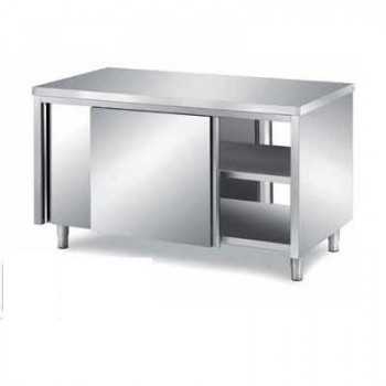 TABLE MEUBLE AVEC PORTES COULISSANTES SUR DEUX CÔTÉS, PROFONDEUR 70 CM