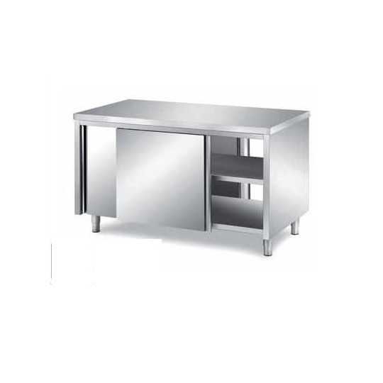 TABLE MEUBLE AVEC PORTES COULISSANTES SUR DEUX CÔTÉS, PROFONDEUR 70 CM