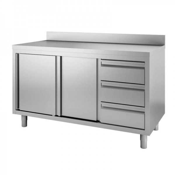 TABLE MEUBLE AVEC PORTES COULISSANTES ET TIROIRS, PROFONDEUR 70 CM, AVEC ÉTAGE