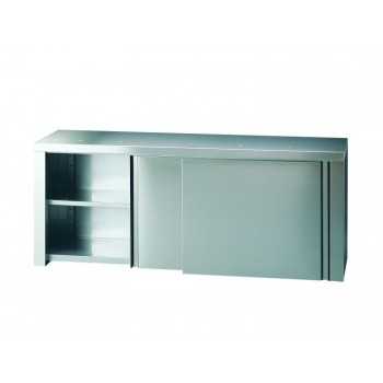 ARMOIRE MURALE EN ACIER INOXYDABLE AVEC PORTES COULISSANTES - ÉTAGÈRES LISSES