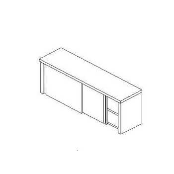 ARMOIRE MURALE EN ACIER INOXYDABLE AVEC PORTES COULISSANTES - ÉTAGÈRES LISSES