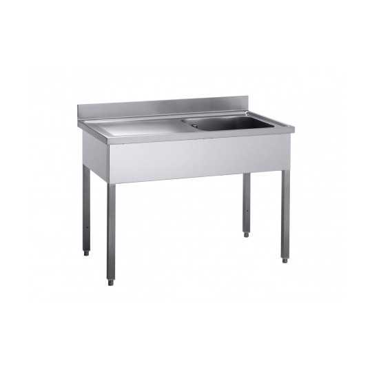 ÉVIER INOX 1 BAC + égouttoir avec socle sur pieds, profondeur 70 cm