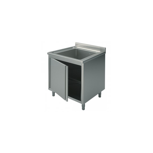 LAVATOIO ARMADIATO INOX - ANTE A BATTENTE - 1 VASCA PROFONDITA\' 70 CM