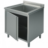 LAVATOIO ARMADIATO INOX - ANTE A BATTENTE - 1 VASCA PROFONDITA\' 70 CM