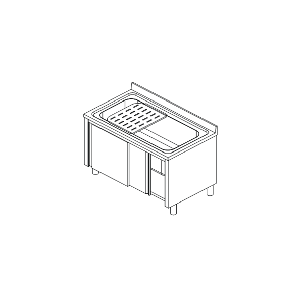 MEUBLE DE LAVAGE DE CASSEROLES ET D'ÉVIER MACÉRATEUR DE 60 CM DE PROFONDEUR
