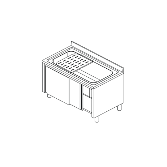MEUBLE DE LAVAGE DE CASSEROLES ET D'ÉVIER MACÉRATEUR DE 60 CM DE PROFONDEUR