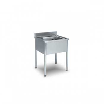 ÉVIER INOX SUR PIEDS, PROFONDEUR 60 CM - 1 BAC -