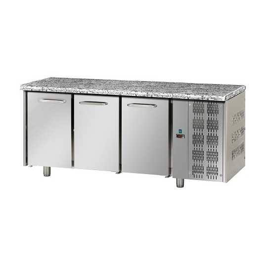 REFRIGERATED TABLE GN 1/1 AT NORMAL TEMPERATURE WITH 3 DOORS AND GRANITE WORKTOP