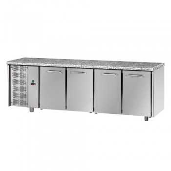 TAVOLO REFRIGERATO GN 1/1 A TEMPERATURA NORMALE CON 4 PORTE E PIANO DI LAVORO IN GRANITO