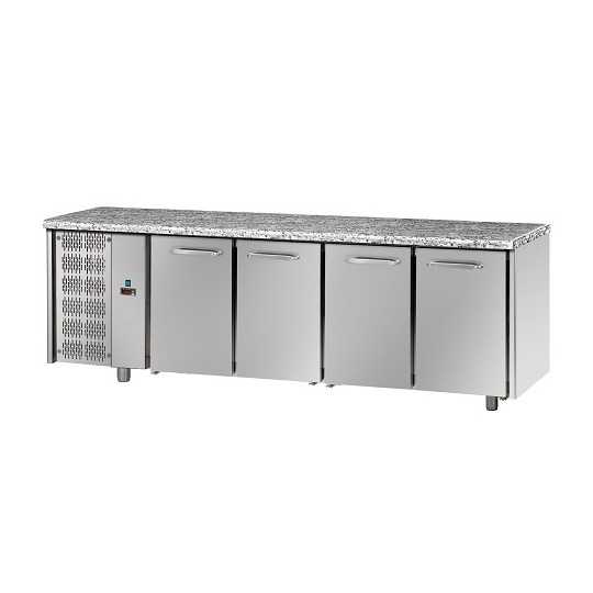 TAVOLO REFRIGERATO GN 1/1 A TEMPERATURA NORMALE CON 4 PORTE E PIANO DI LAVORO IN GRANITO