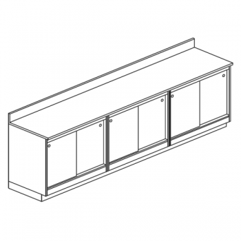 COMPTOIR DE BAR NEUTRE AVEC PORTES COULISSANTES - L 300 cm