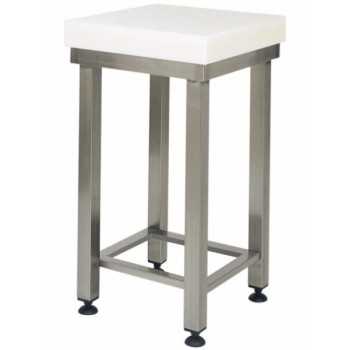 BÛCHE EN POLYÉTHYLÈNE H. 8 cm AVEC TABOURET TUBULAIRE EN ACIER INOXYDABLE