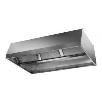 HOTTE DE PLAFOND CENTRALE EN ACIER INOXYDABLE AVEC FILTRES À LABYRINTHE ET MOTEUR - D.130 cm