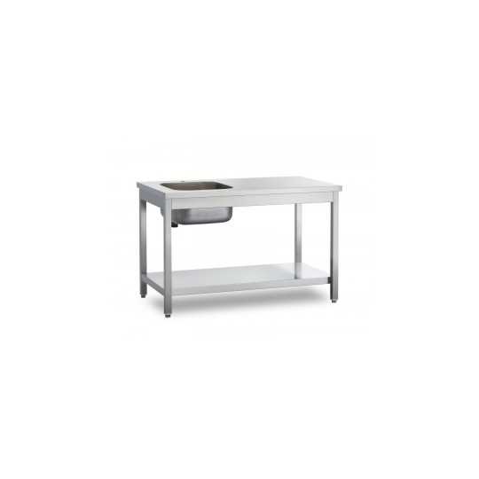 STEEL WORK TABLE DEPTH 70 CM WITH TUB AND LOWER SHELF