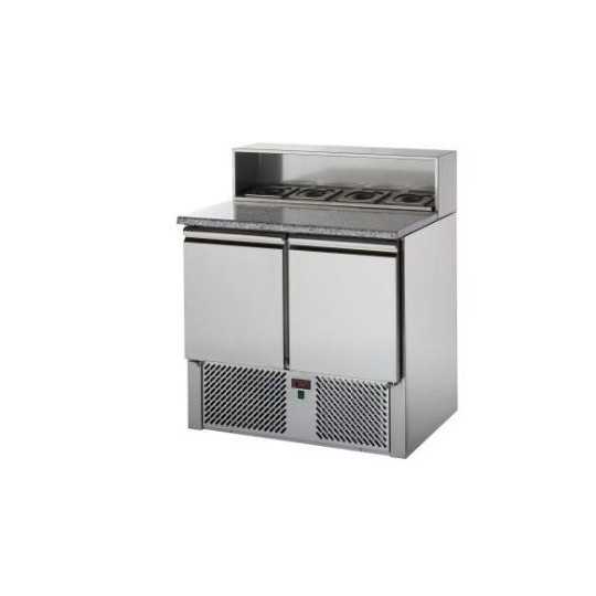 SALADETTE 2 PORTE CON PIANO IN GRANITO E ALZATA IN ACCIAIO INOX PREDISPOSTA PER 5 VASCHETTE GN 1/6
