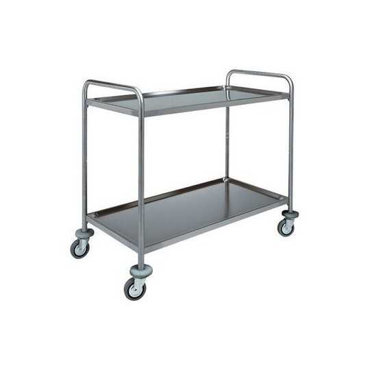 CHARIOT DE SERVICE EN ACIER INOXYDABLE - 2 NIVEAUX