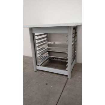 SUPPORTO PER FORNO - L.84 x P.77 x H.85 cm - PORTATEGLIE DA 10 TEGLIE GN 1/1 - 60 x 40 cm