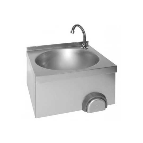 LAVAMANI IN ACCIAIO INOX DA PARETE COMPLETO DI COMANDO A GINOCCHIO E RUBINETTO