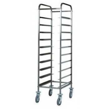 CHARIOT À PLATEAUX EN ACIER INOXYDABLE - CAPACITÉ 10 PLATEAUX