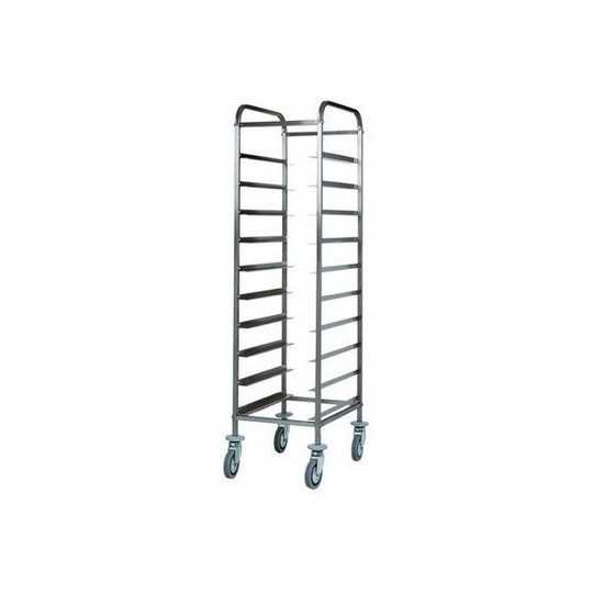 STAINLESS STEEL TRAY TROLLEY - CAPACITY 10 TRAYS
