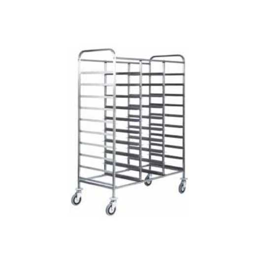 STAINLESS STEEL TRAY TROLLEY - CAPACITY 30 TRAYS