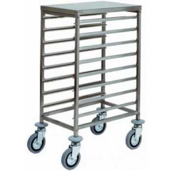 CHARIOT PORTE-PLATEAUX EN ACIER INOXYDABLE - 8 PLATEAUX GN 1/1
