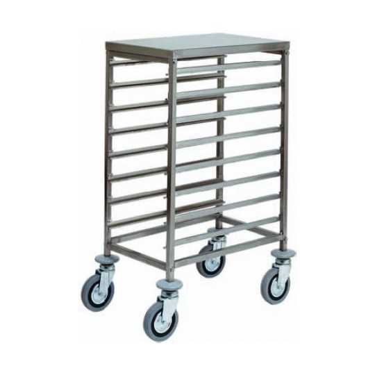 CARRELLO PORTATEGLIE IN ACCIAIO INOX - 8 TEGLIE GN 1/1