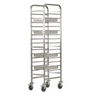 CHARIOT PORTE-PLATEAUX RENFORCÉ EN ACIER INOXYDABLE - 14 PLATEAUX GN 1/1