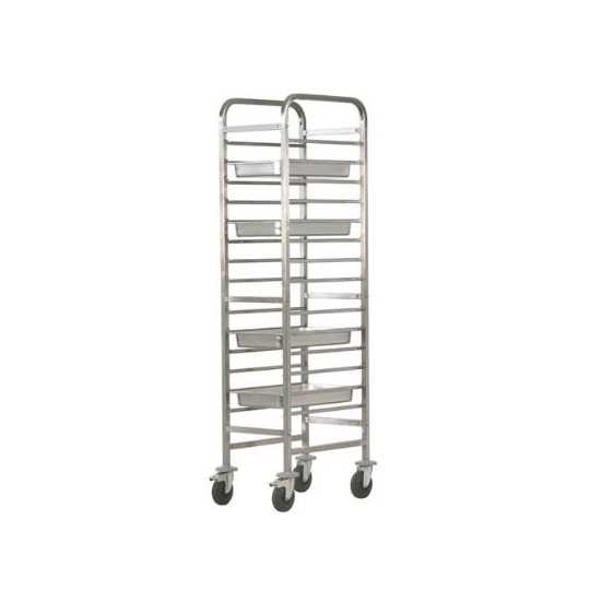 REINFORCED STAINLESS STEEL TRAY TROLLEY - 14 GN 1/1 TRAYS