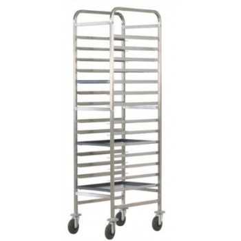 CARRELLO PORTATEGLIE PER PASTICCERIA IN ACCIAIO INOX RINFORZATO - 14 TEGLIE 60x40 CM