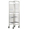 REINFORCED STAINLESS STEEL PASTRY TRAY TROLLEY - 14 TRAYS 60x40 CM