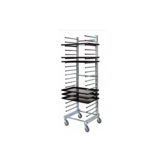 STAINLESS STEEL PASTRY TRAY RACK TROLLEY - 20 TRAYS