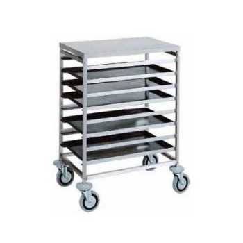 CHARIOT À PÂTISSERIES EN ACIER INOXYDABLE - 8 PLATEAUX 80 x 60 cm OU 16 PLATEAUX 60 x 40 cm